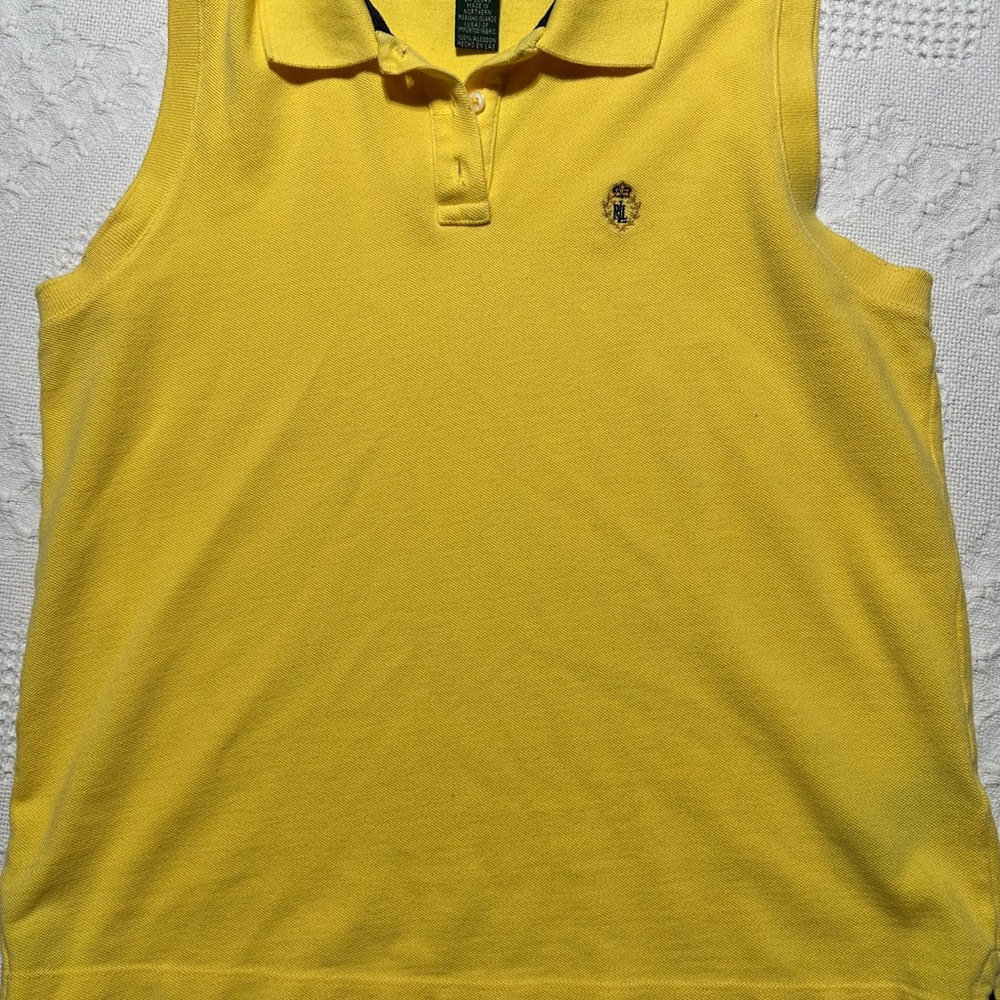 Lauren Ralph Lauren Yellow Sleeveless Polo Tank Top- Large- classic Vintage